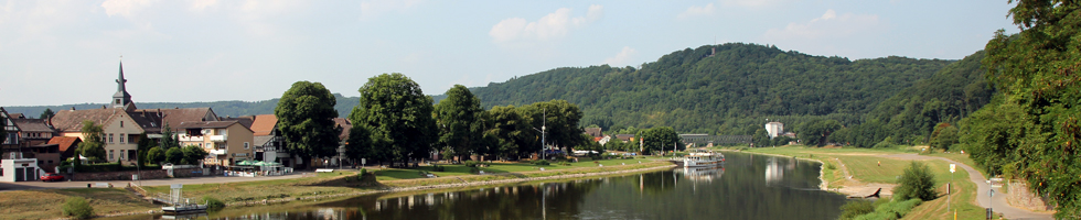 Weser mit Bismarkturm in Bodenwerder